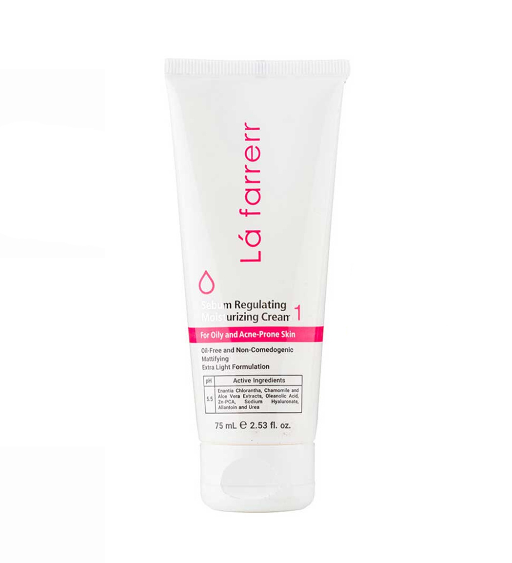 کرم مرطوب کننده و آبرسان مدل 1 مناسب پوست چرب و آکنه دار حجم 75 میلی لیتر Lafarrerr sebum regulating moisturizing cream for oily and acne prone skin 75ml