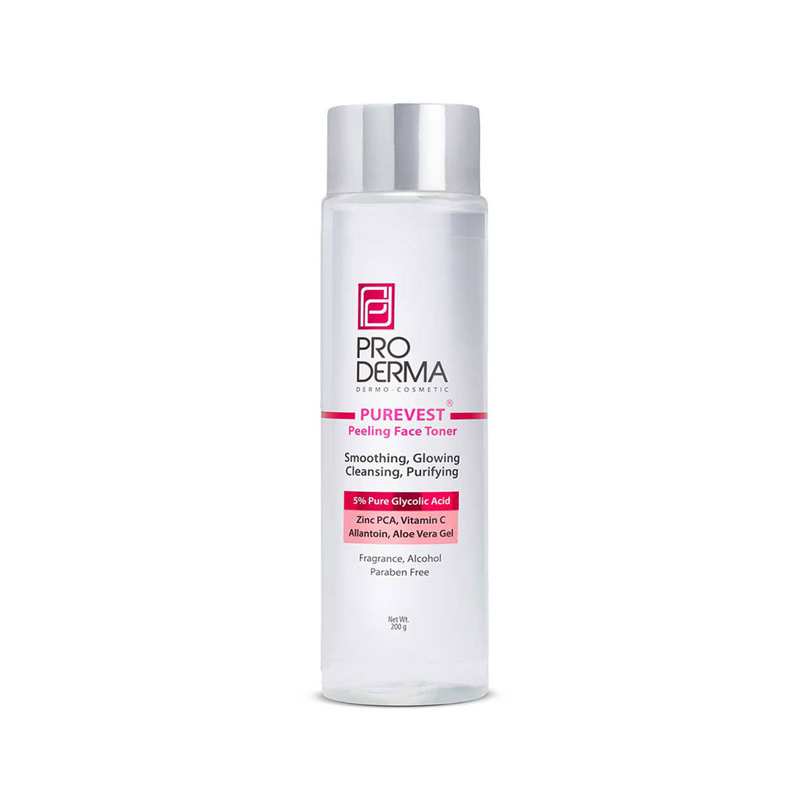 تونر لایه بردار صورت سری Purevest وزن 200 گرم Pro Derma Purevest Peeling Face Toner 200 ml