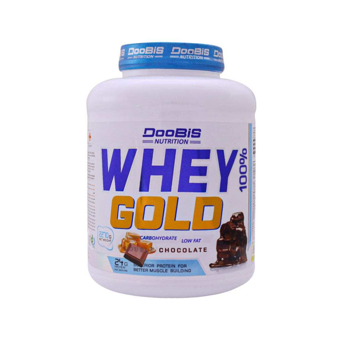 پودر پروتئین وی گلد با طعم کارامل شکلات وزن 2270 گرم Doobis Whey Protein Gold Powder 2270 gr