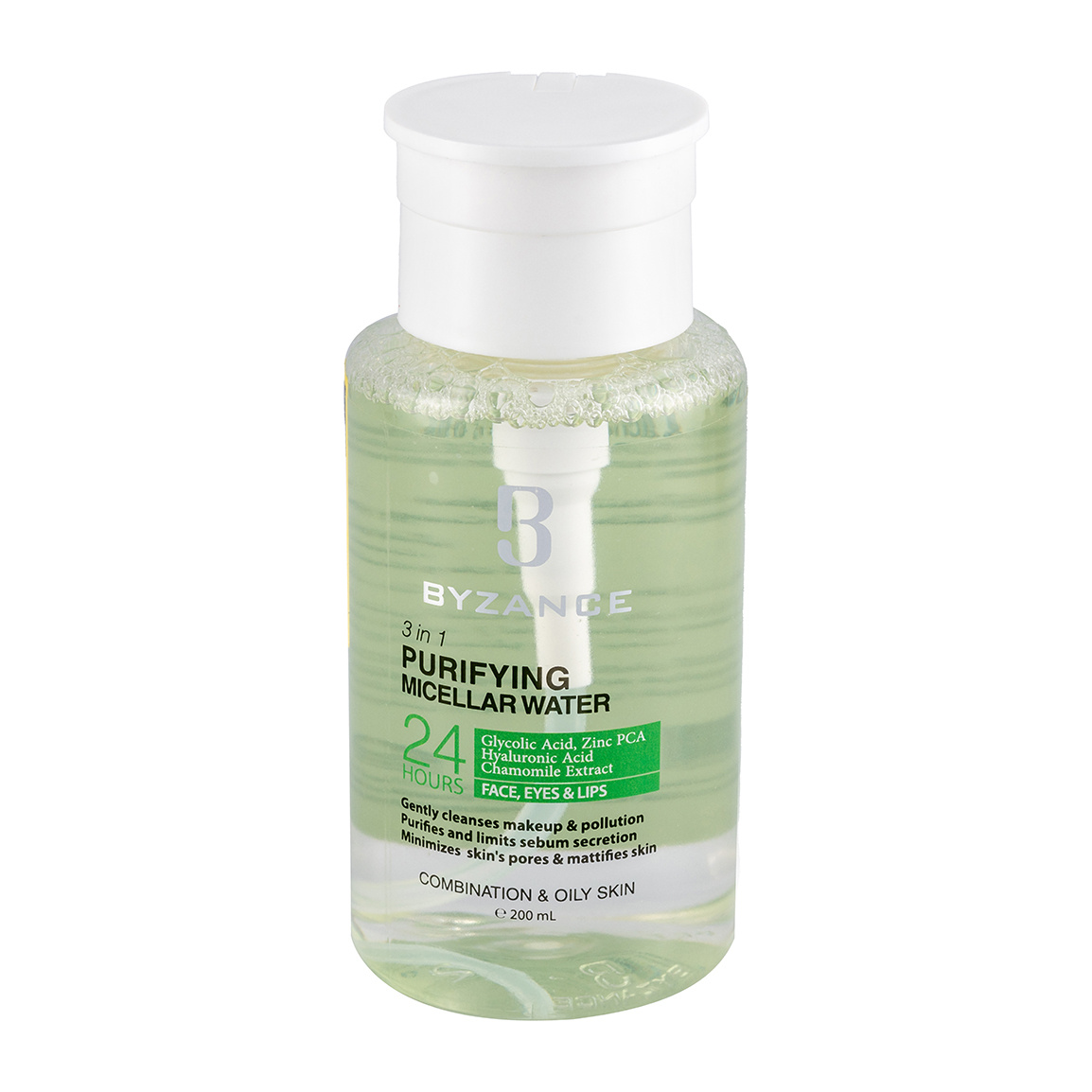 میسلار واتر مدل 3 در 1 مناسب پوست چرب و مختلط حجم 200 میلی لیتر Byzance Purifying Micellar Cleansing Water 200 ml