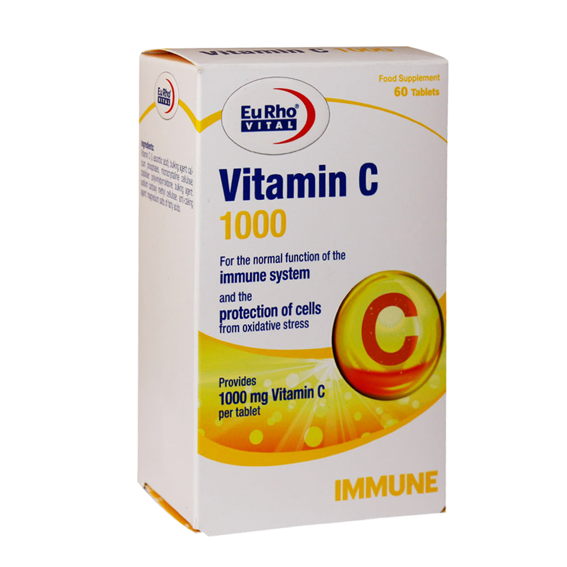 قرص ویتامین C 1000 میلی گرم بسته 60 عدد Eurho Vital Vitamin C 1000 mg 60 Tablets