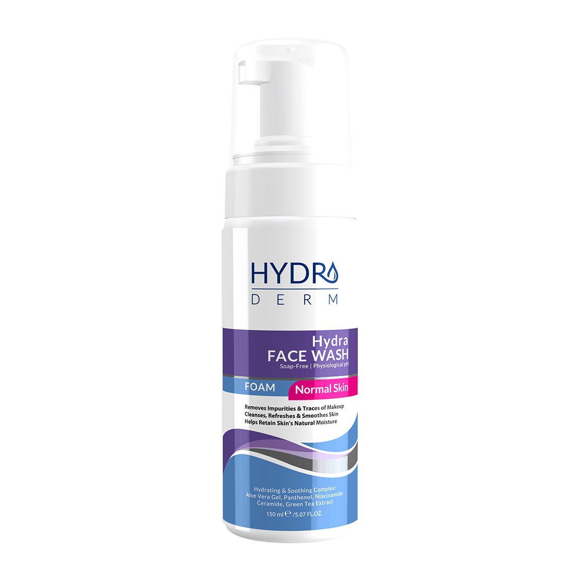 فوم شستشو صورت فوم واش مناسب پوست های حساس حاوی آلوئه ورا 150میل Hydroderm Aloevera Foam Wash 150ml