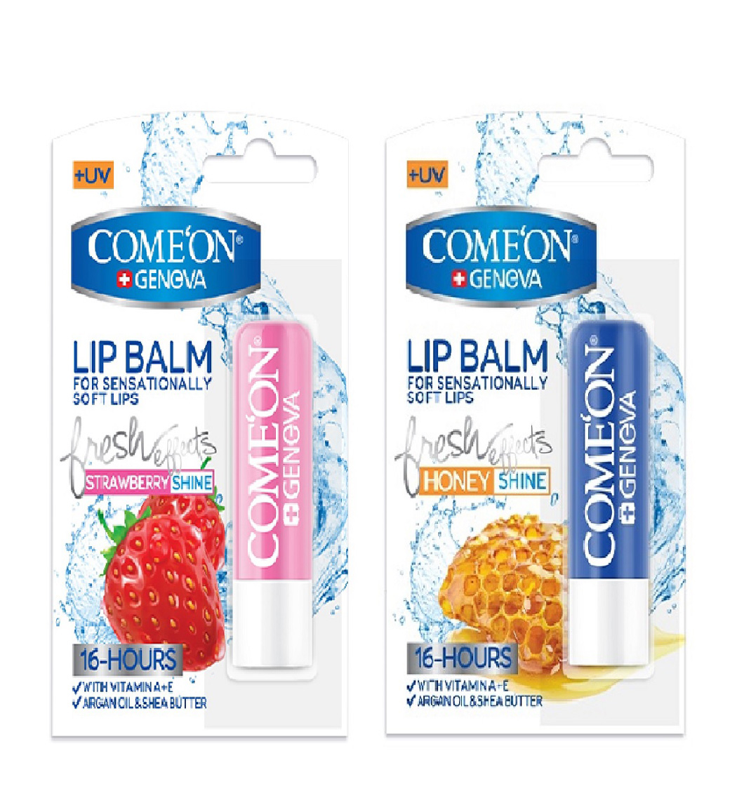 بالم لب مدل عسل و توت فرنگی پک 2 عددی Comeon Honey And Strawberry Lip Balm Pack