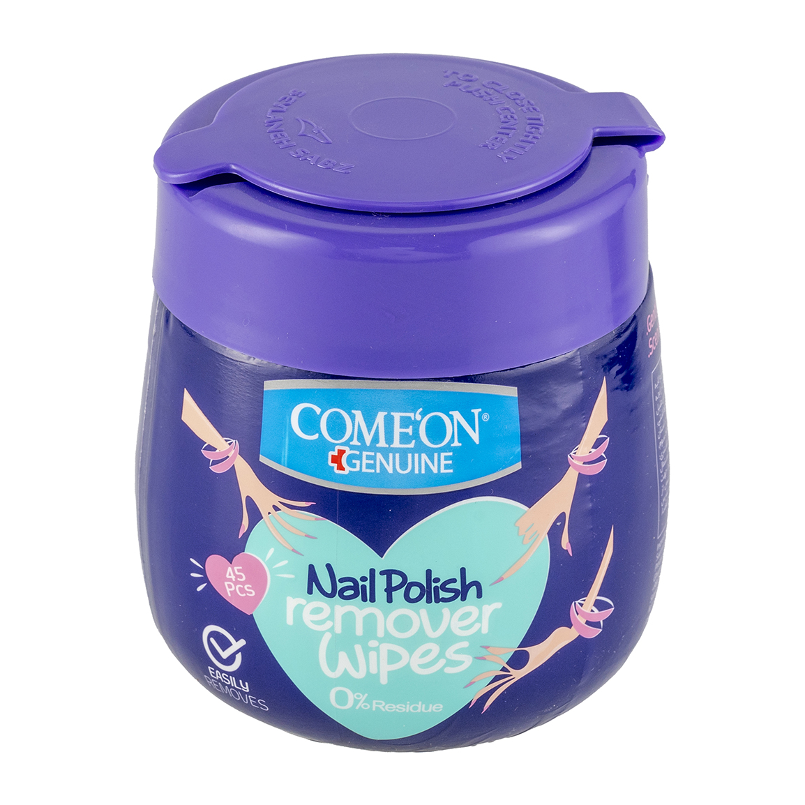 دستمال مرطوب پاک کننده لاک ناخن 45عددی Comeon Nail Polish Remover Wipes 45pcs