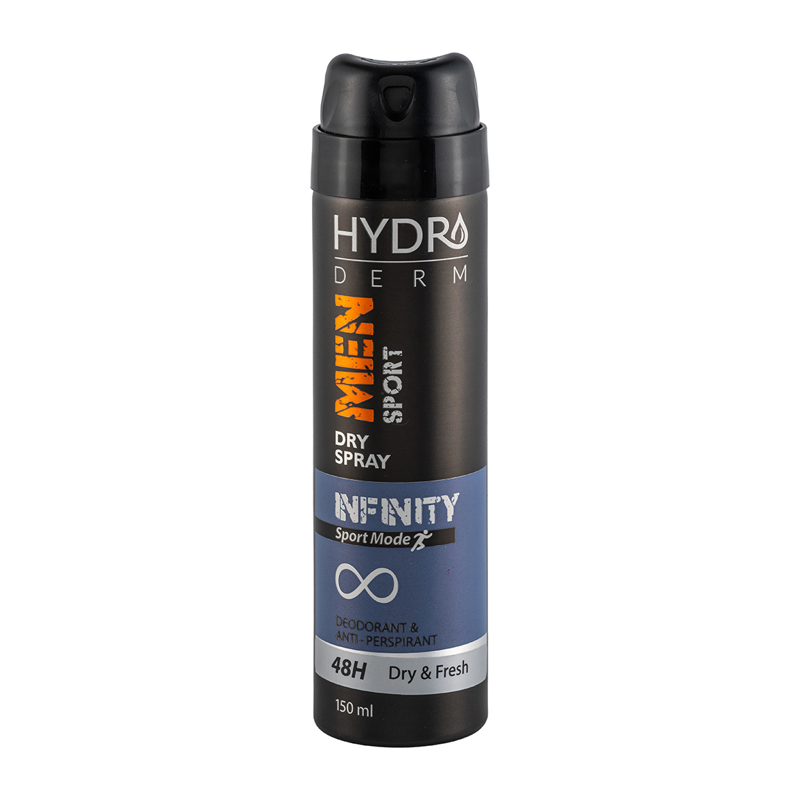 اسپری دئودورانت مردانه Men Infinity Sport Mode حجم 150میل Hydroderm Men Sport Infinity Sport Mode Deodorant Dry Spray 150ml