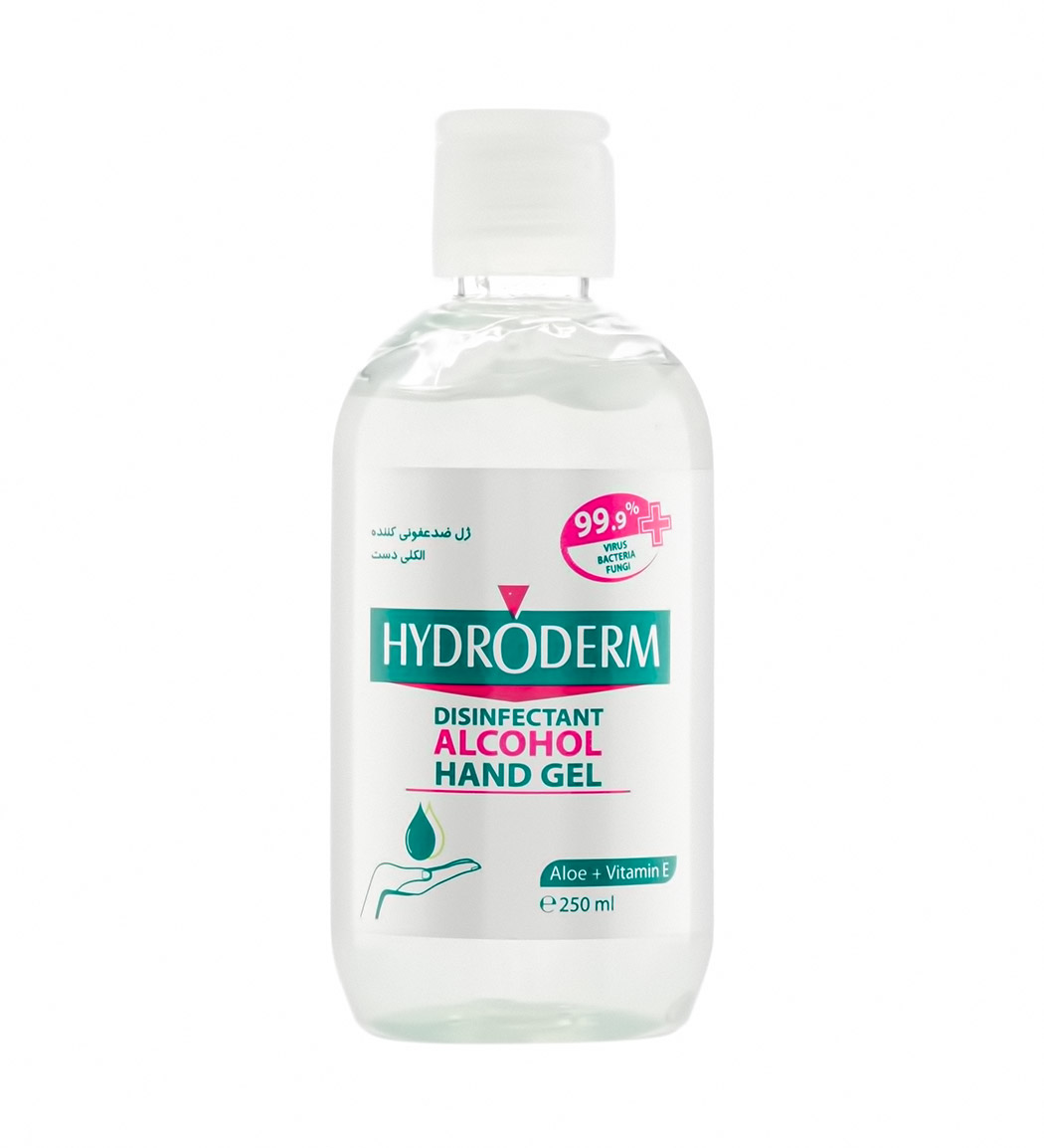 ژل ضدعفونی کننده دست حاوی ویتامین ای و ژل آلوئه ورا 250میل Hydroderm Disinfectant Alcohol Hand Gel 250ml