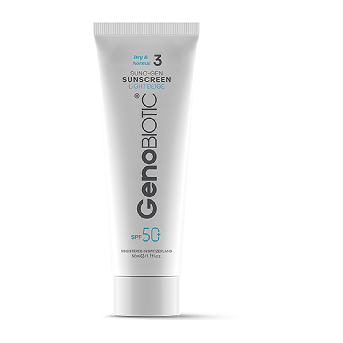 ضد آفتاب رنگی سانوژن مناسب پوست خشک و معمولی Geno Biotic Tinted Sunscreen Cream Spf50 For Dry Skin