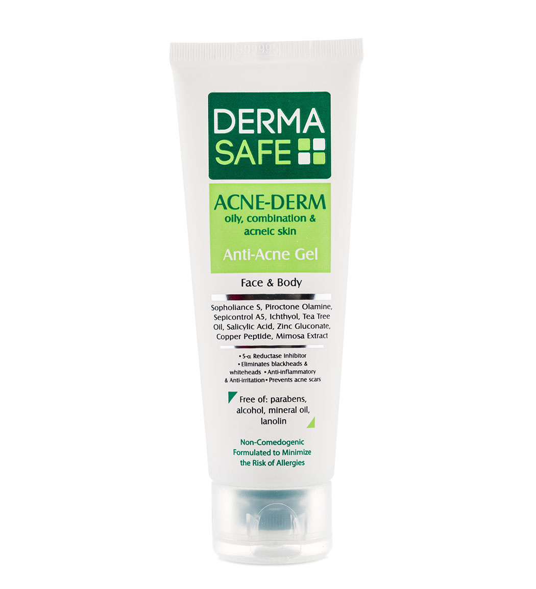 ژل آنتی آکنه مناسب پوست های چرب مختلط و دارای آکنه 75میل Derma Safe Anti Acne Gel 75ml