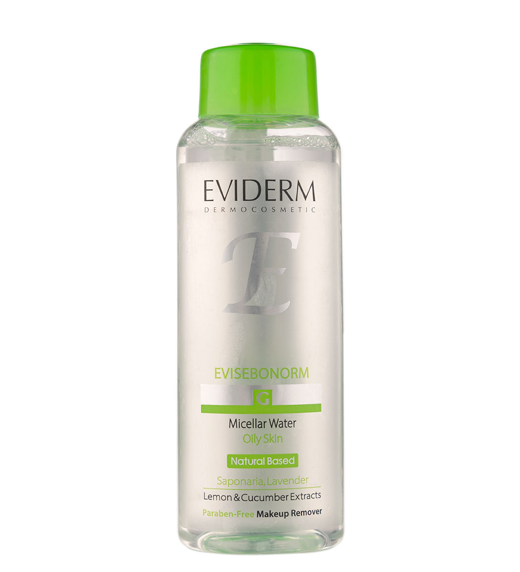میسلار واتر چشم و صورت مناسب پوست چرب حجم 230 میل Eviderm Makeup Cleansing Solution For Oily Skin 230 ml