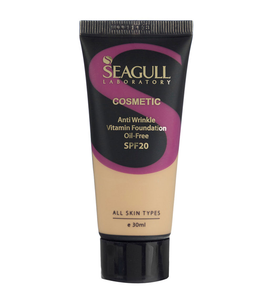 کرم پودر ضد چروک ویتامینه Seagull Anti Wrinkle Vitamin Foundation Oil Free SPF 20