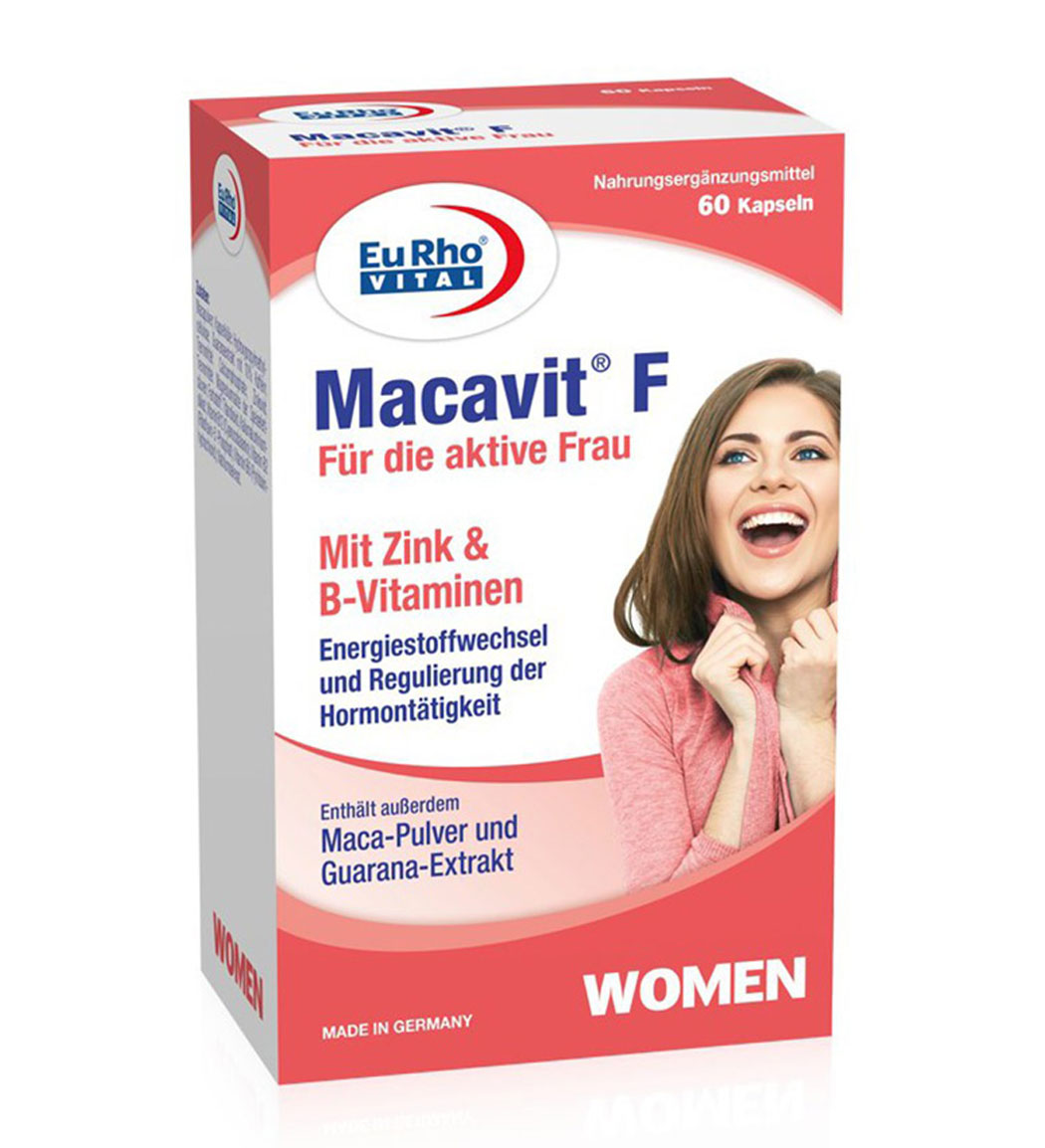 کپسول تقویت میل جنسی مدل ماکاویت اف مخصوص بانوان بسته 60 عدد EuRho Vital Macavit F 60 Caps