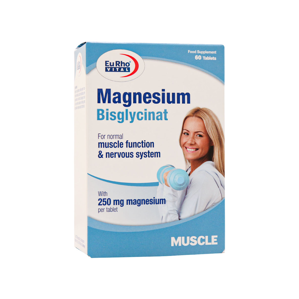 قرص منیزیم بیس گلایسینات  بسته 60 عددی Euro Vital Magnesium Bisglycinat 60 Tabs