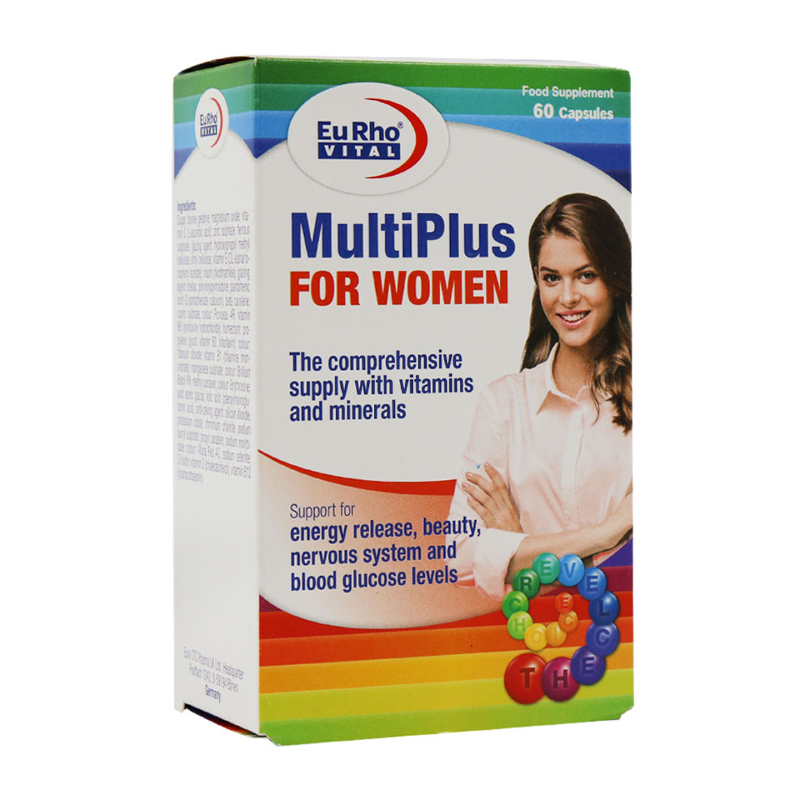 کپسول مولتی ویتامین مدل Multiplus مناسب خانم ها بسته 60 عددی Eurhovital Multiplus For Women 60 Caps