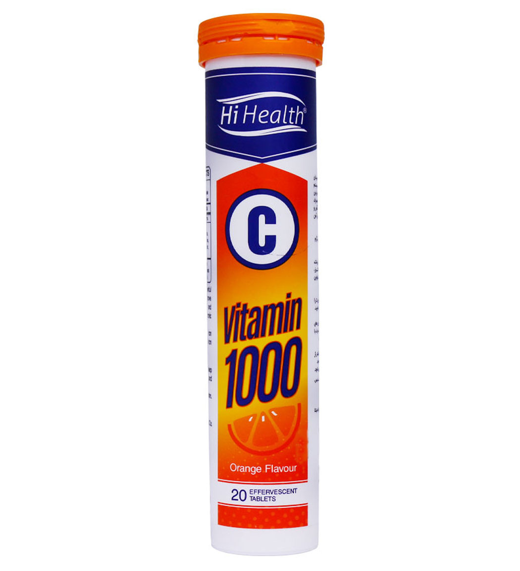 قرص جوشان Vitamin C 1000 پرتقالی بسته 20 عددی Hi Health Vitamin C 1000 Mg 20 Effervescent Tabs