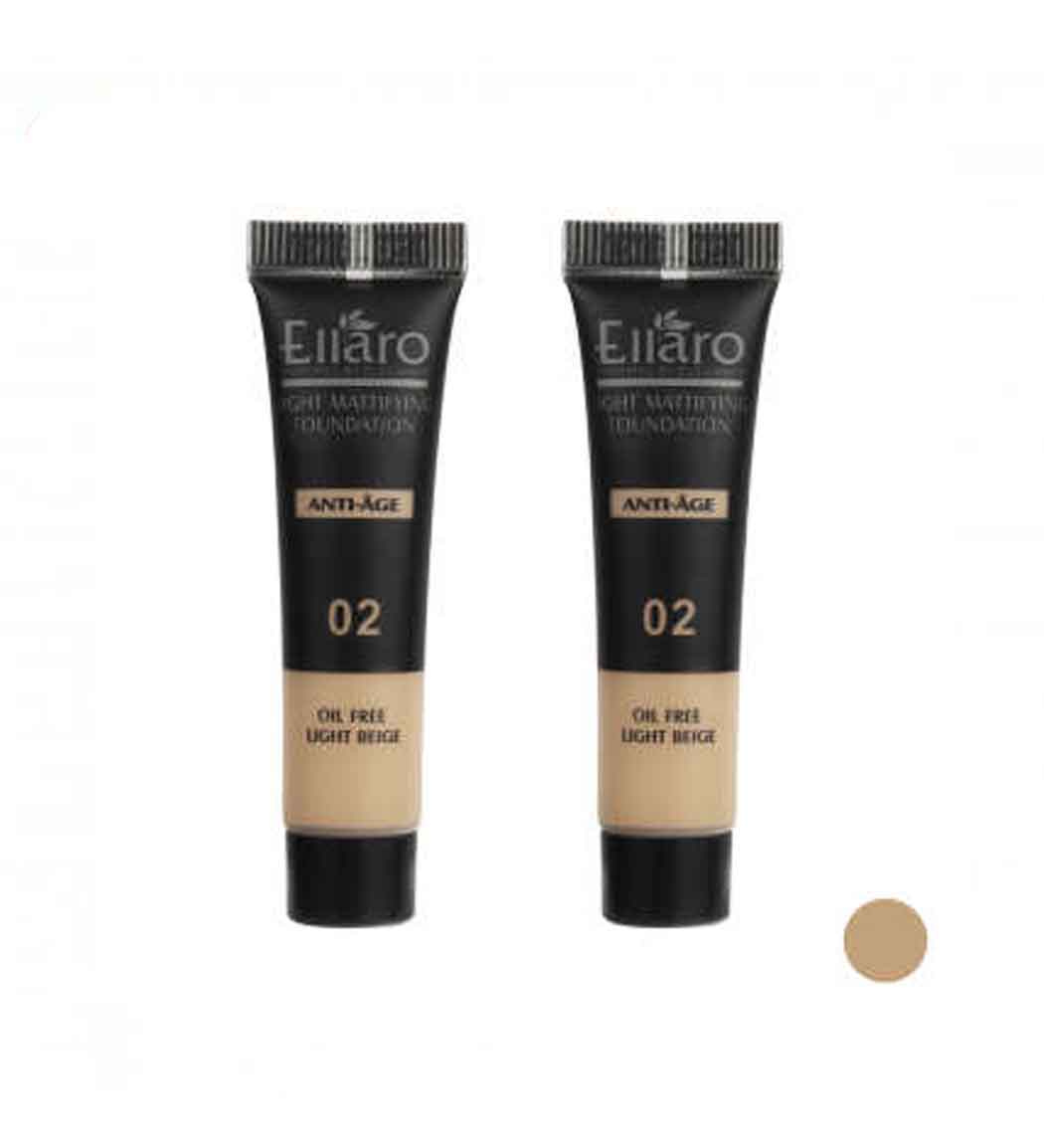 کرم پودر مات کننده Anti Age دوتایی حجم 20میل Ellaro Anti Age Mattifying Foundation 2pcs 20ml