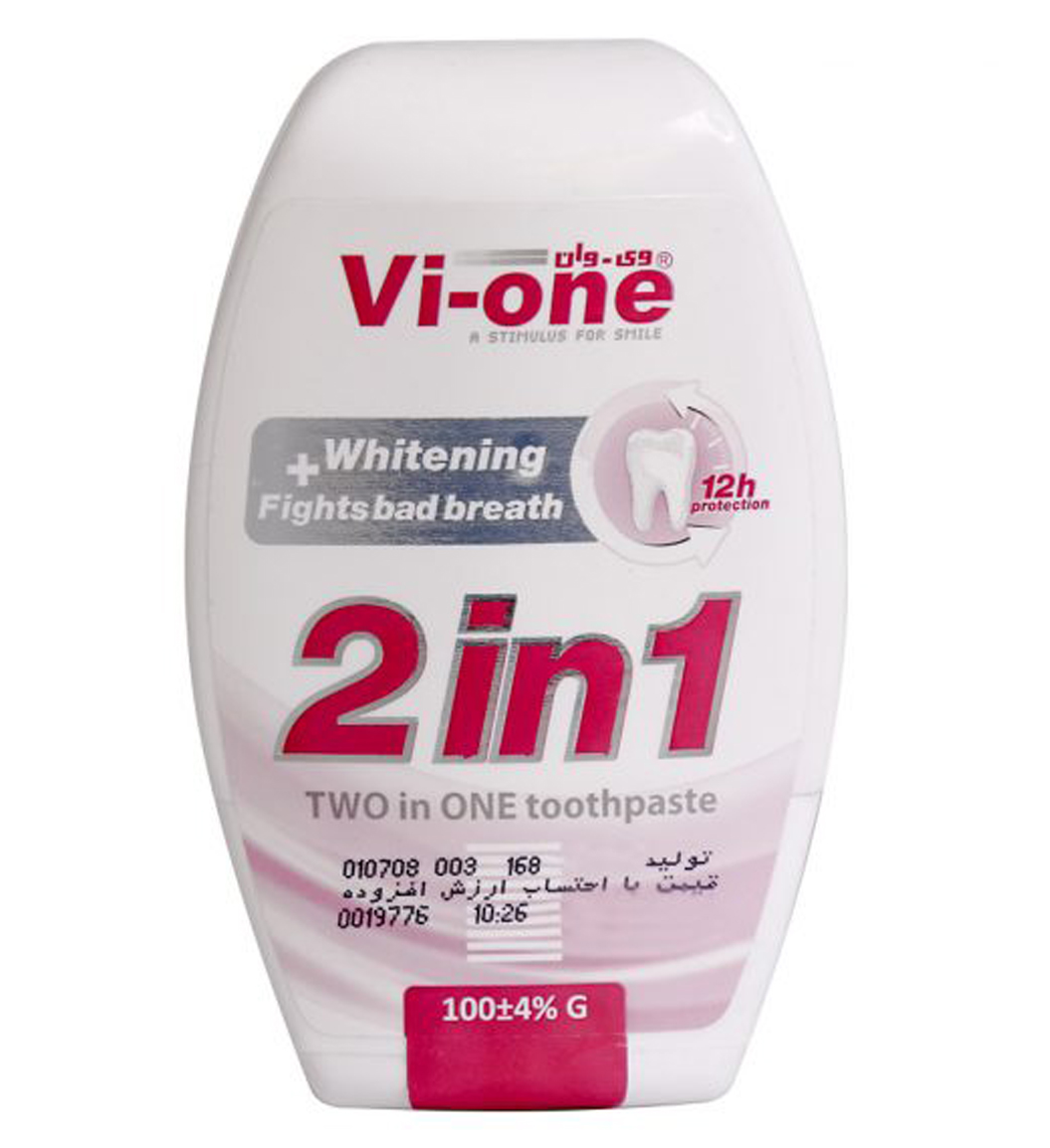 خمیر دندان 2 در 1 سفید کننده و رفع بوی بد 100گرم Vi One Toothpaste 2 in 1  Whitening And Fights Bad Breath 100g