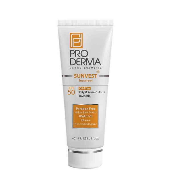 کرم ضد آفتاب فاقد چربی اس پی اف 50 بدون رنگ 40 میل ProdermaSpf50 Oil Free Sunscreen 40ml