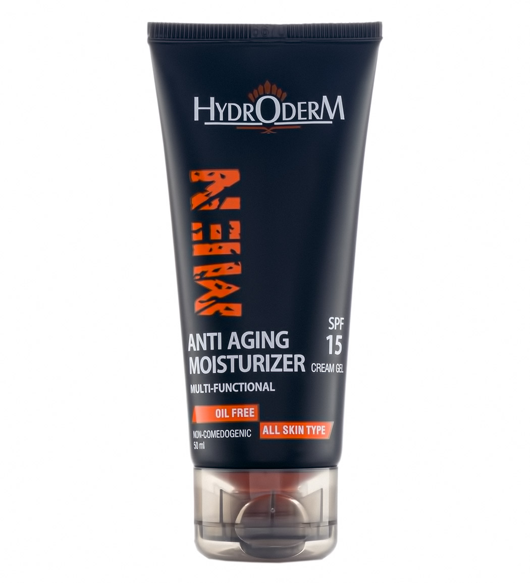 کرم ژل مرطوب کننده و ضدچروک آقایان اس پی اف 15 حجم 50میل Hydroderm Men Anti Ageing Moisturizer Cream Gel Spf15 50ml