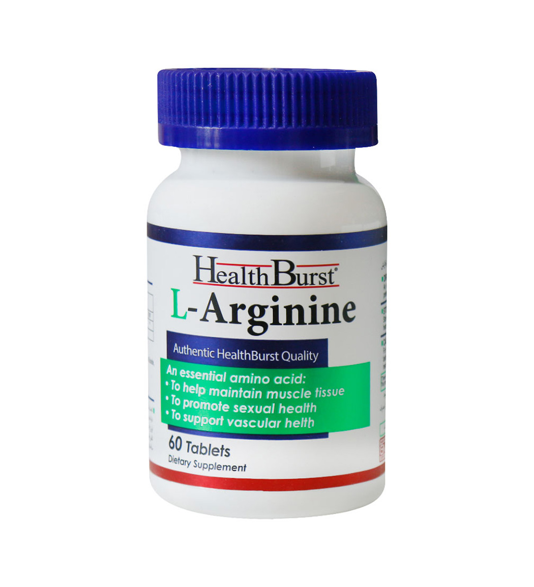 قرص ال آرژنین 100 میلی گرم بسته 60 عددی Health Burst L Arginine 60 Tablets