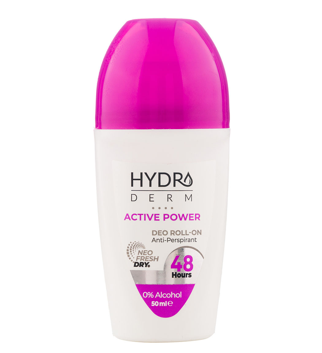 رولان ضد تعریق بانوان Active Power مناسب افراد با تعریق زیاد حجم 50 میل Hydroderm Active Power Deo Roll On 50 ml