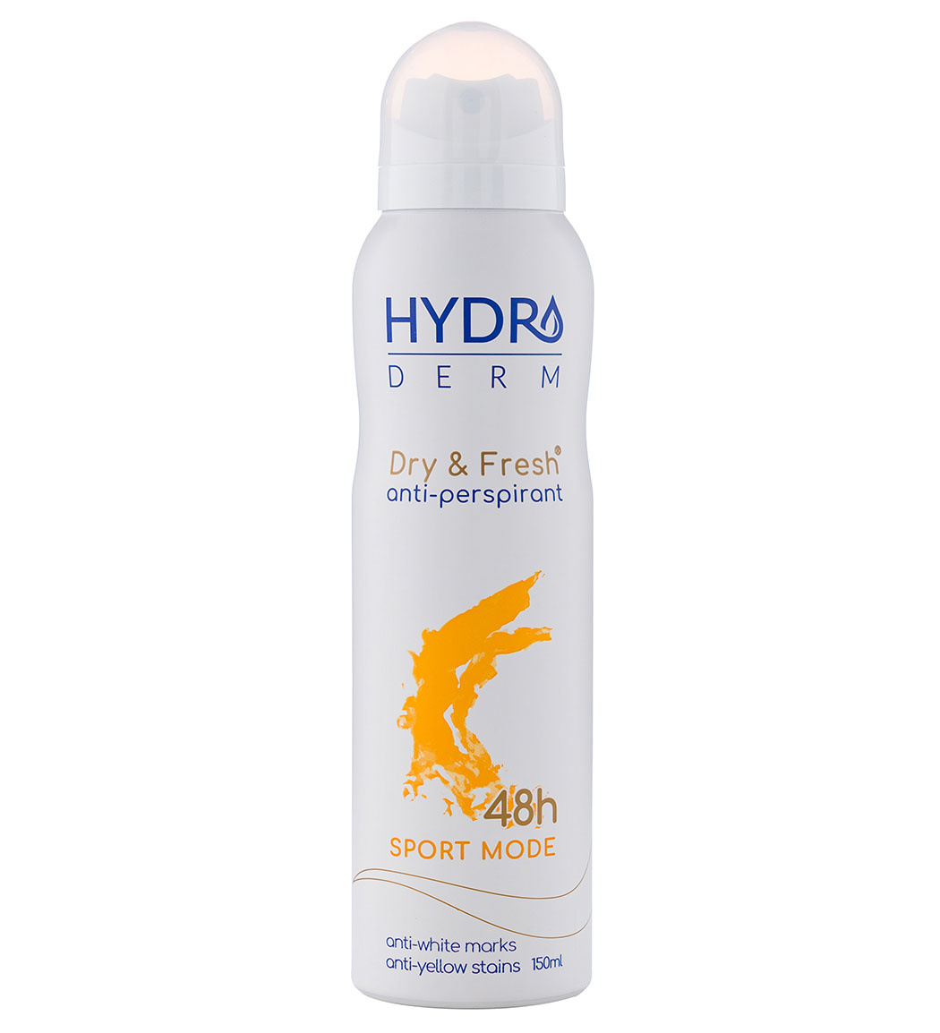 اسپری دئودورانت و ضد تعریق بدن بانوان مدل Sports Mode حجم 150میل Hydroderm Lady Anti Perspirant Deodorant Sports Mode 150ml