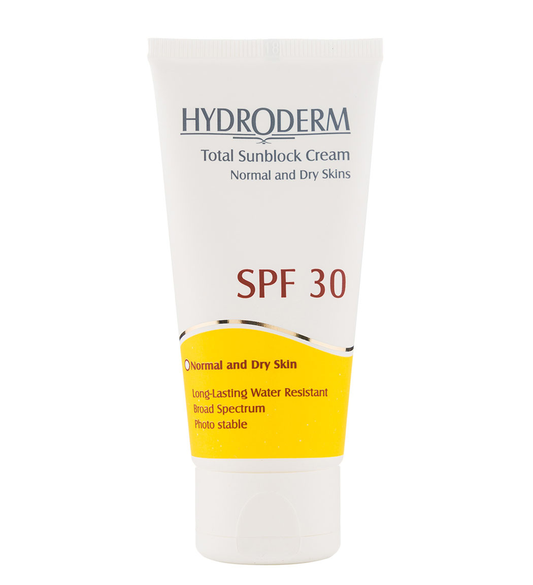 کرم ضد آفتاب پوست معمولی و خشک hydroderm spf 30 total sunblock cream