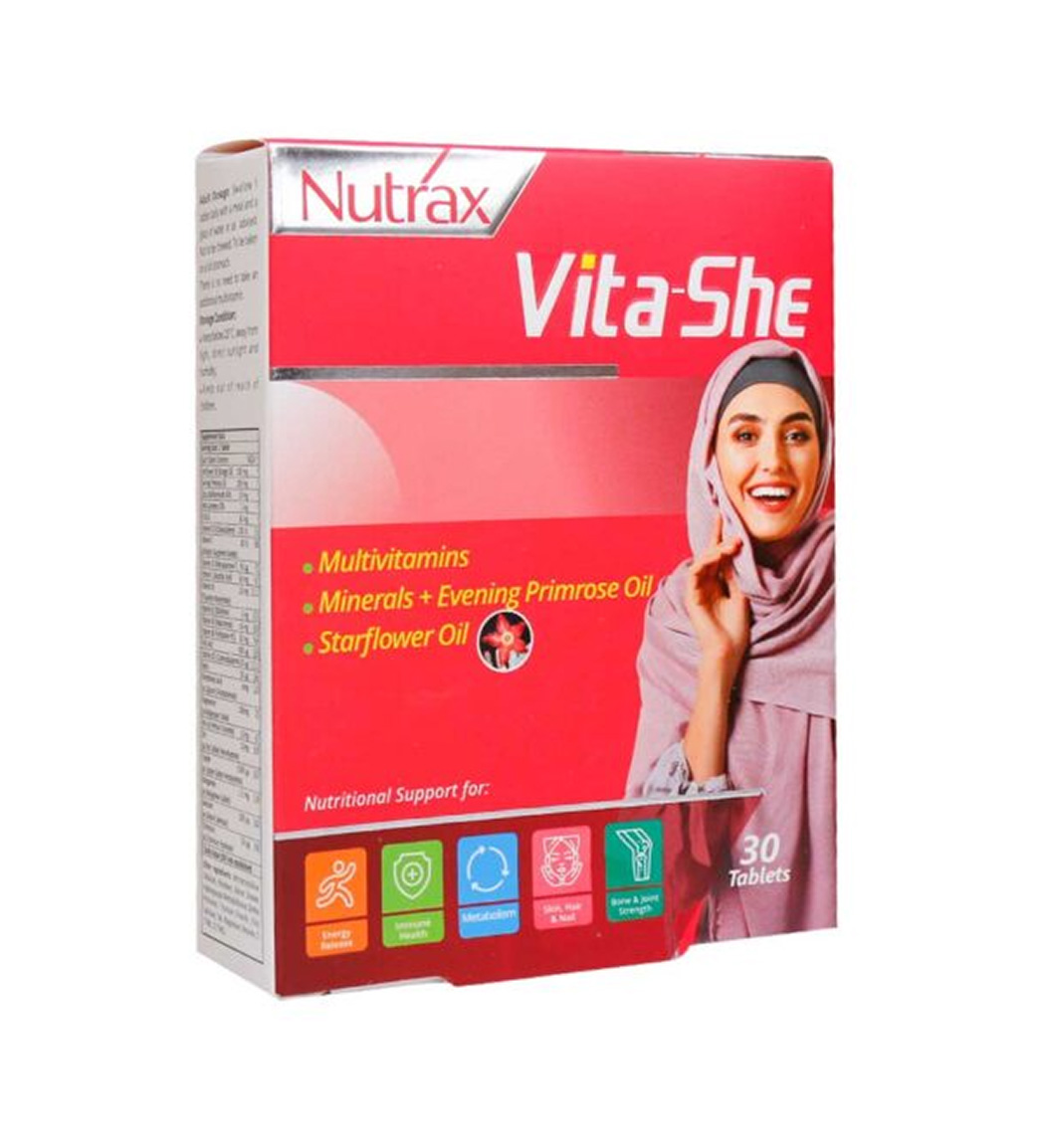 قرص مولتی ویتامین وایتا شی بسته 30 عددی Nutrax Multivitamin Vita She 30 Tablets